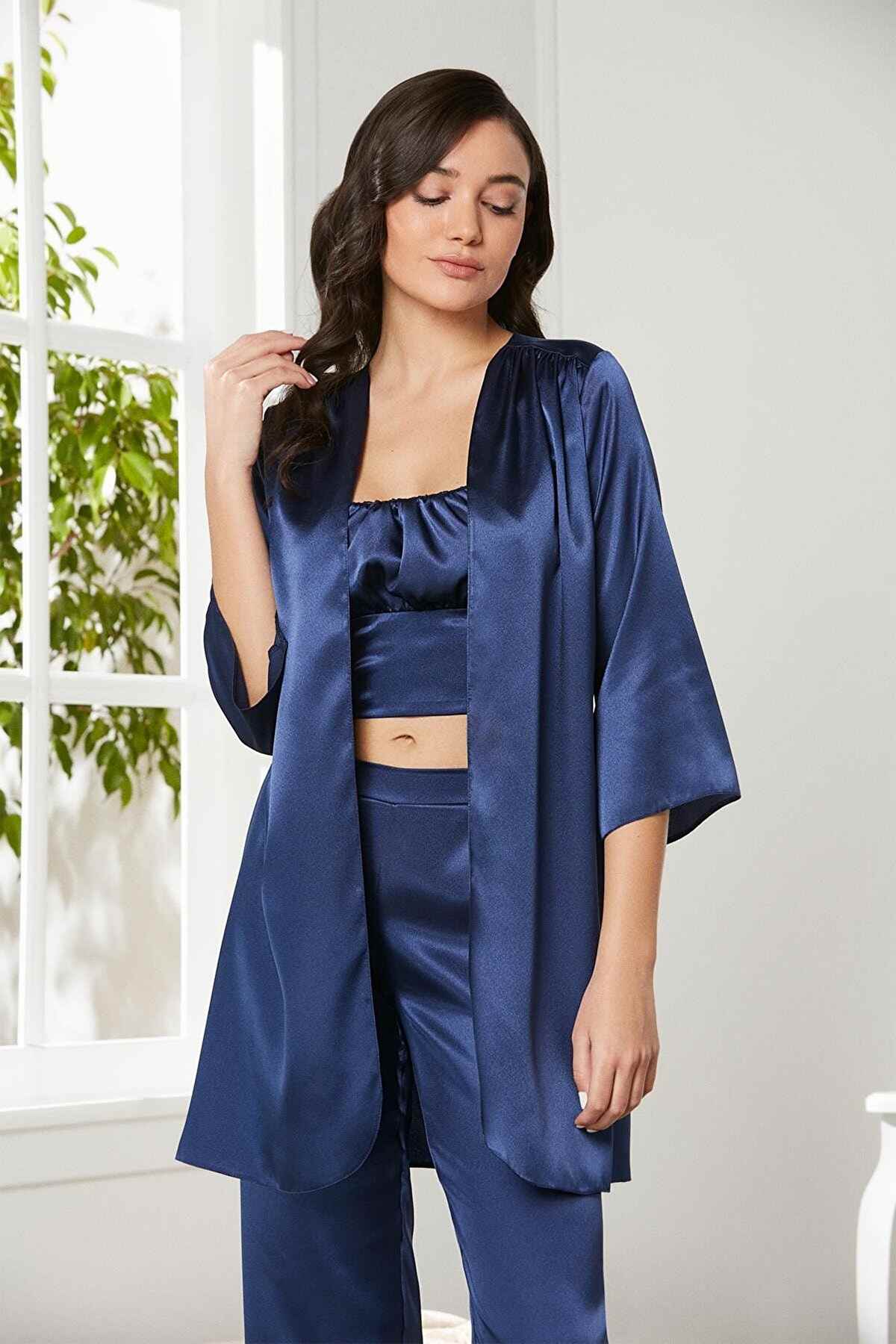 Pierre Cardin Kadın Pijama Takımı 3'lü Saten