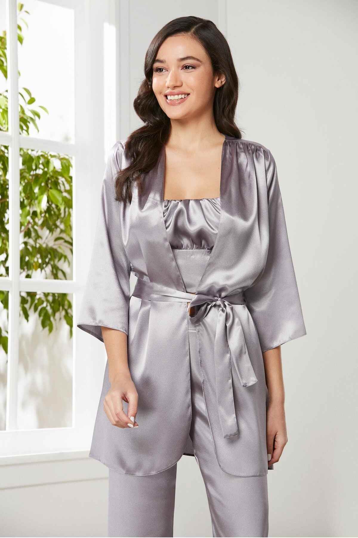 Pierre Cardin Kadın Pijama Takımı 3'lü Saten
