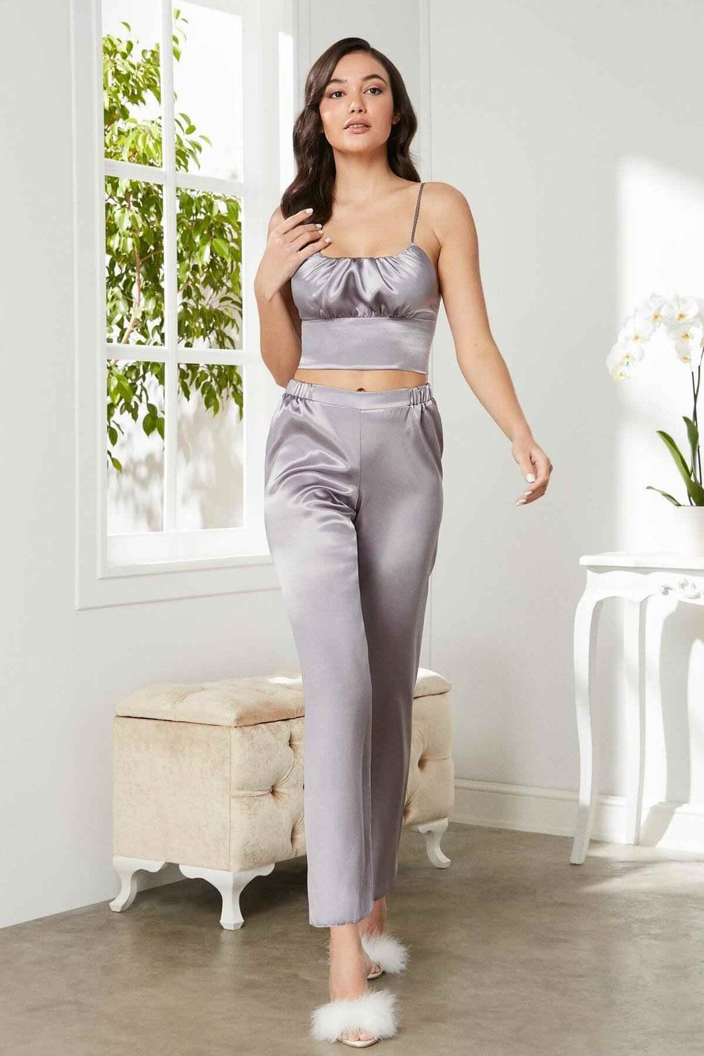 Pierre Cardin Kadın Pijama Takımı 3'lü Saten