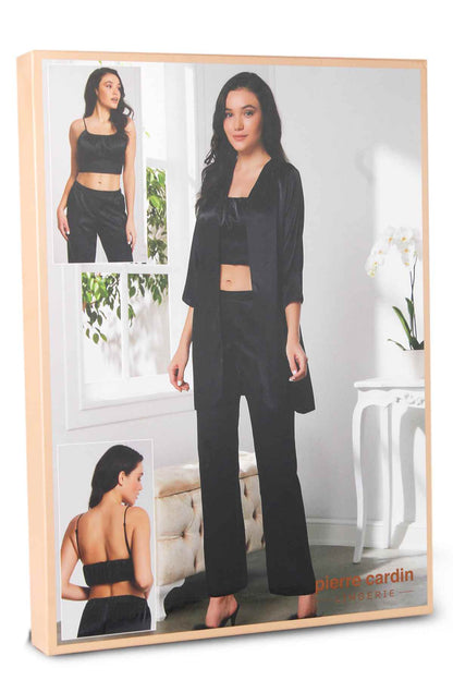 Pierre Cardin Kadın Pijama Takımı 3'lü Saten
