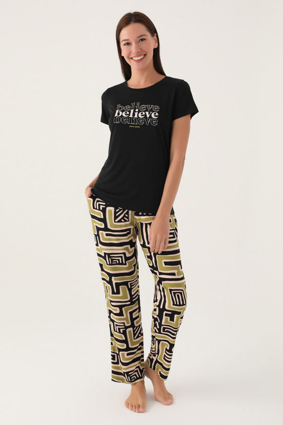 Pierre Cardin Kadın Pijama Takımı Kısa Kollu Bisiklet Yakalı Süprem