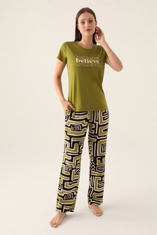 Pierre Cardin Kadın Pijama Takımı Kısa Kollu Bisiklet Yakalı Süprem