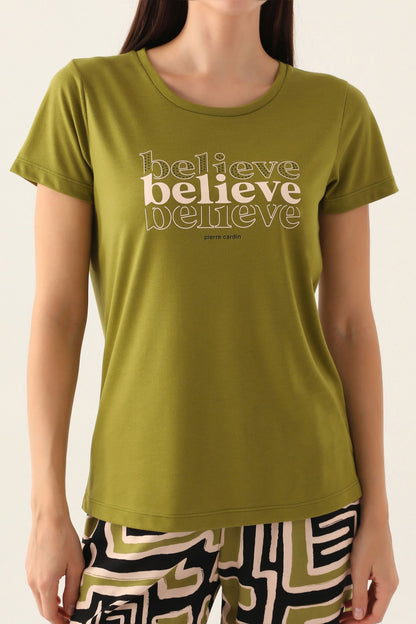 Pierre Cardin Kadın Pijama Takımı Kısa Kollu Bisiklet Yakalı Süprem