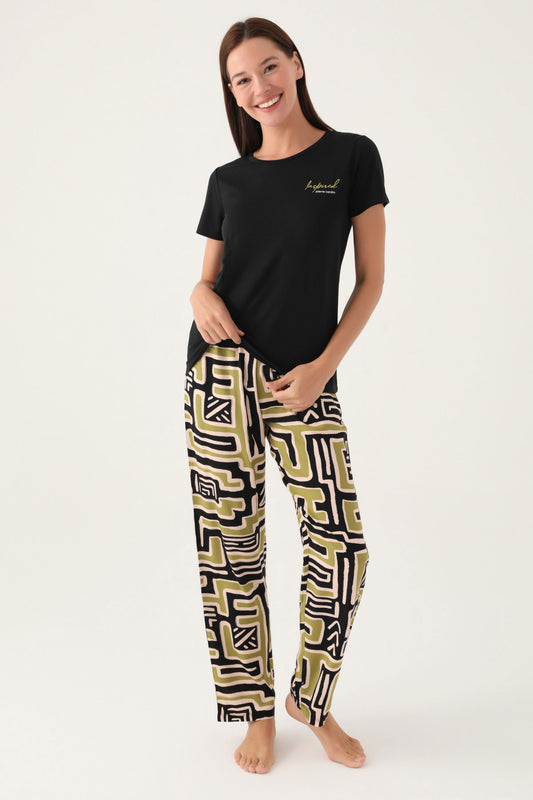 Pierre Cardin Kadın Pijama Takımı Kısa Kollu Bisiklet Yakalı Süprem