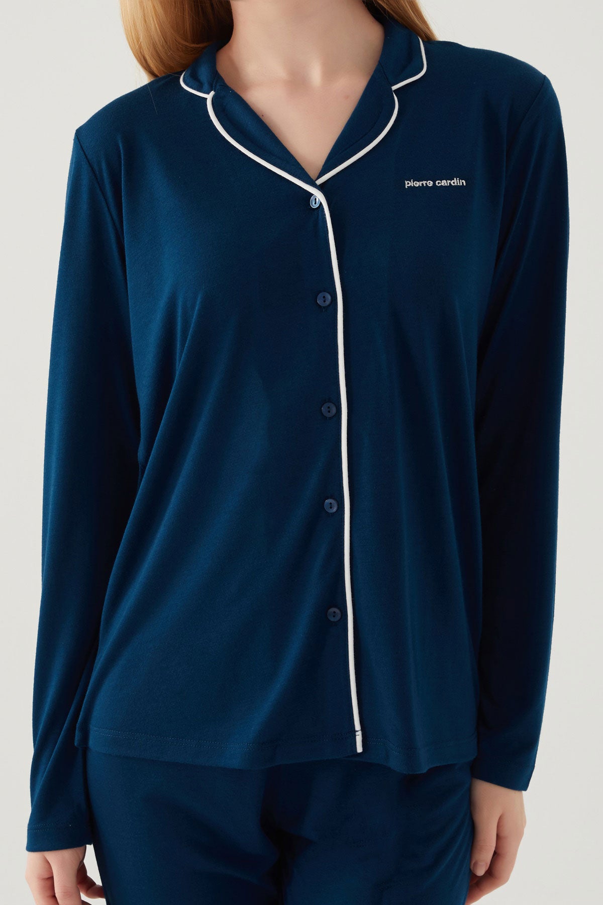 Pierre Cardin Kadın Pijama Takımı Uzun Kollu Önden Düğmeli Süprem