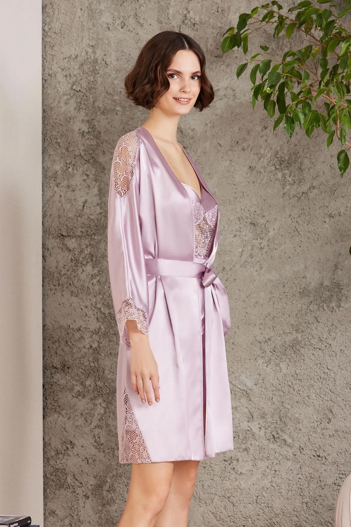 Pierre Cardin Kadın Saten 6'lı Gecelik Sabahlık Takım