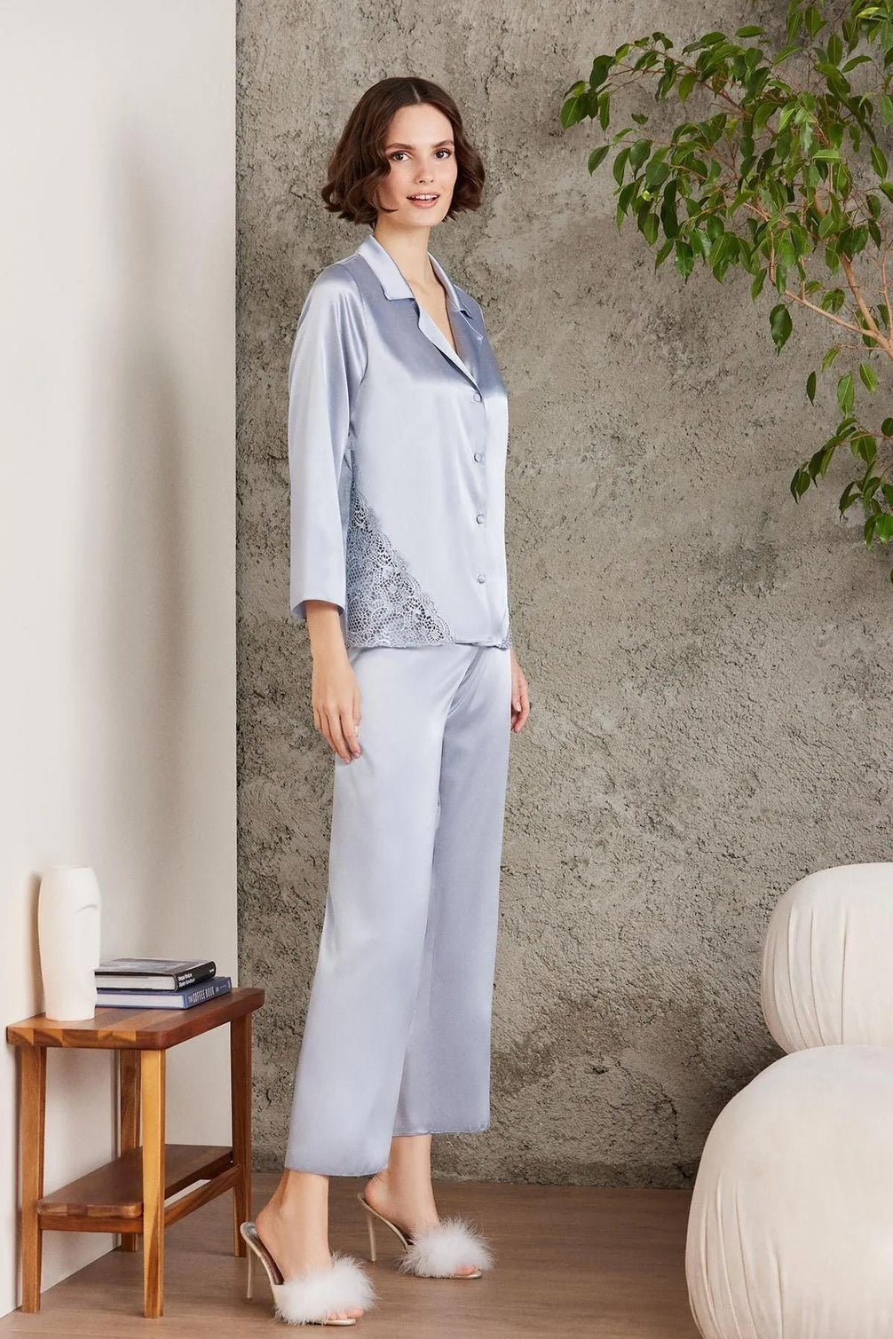 Pierre Cardin Kadın Saten 6'lı Gecelik Sabahlık Takım