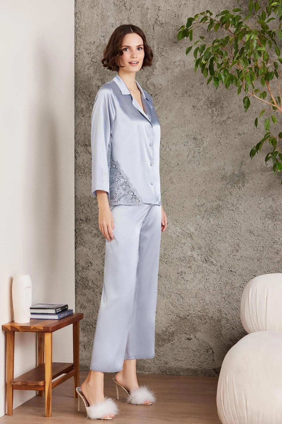 Pierre Cardin Kadın Saten 6'lı Gecelik Sabahlık Takım