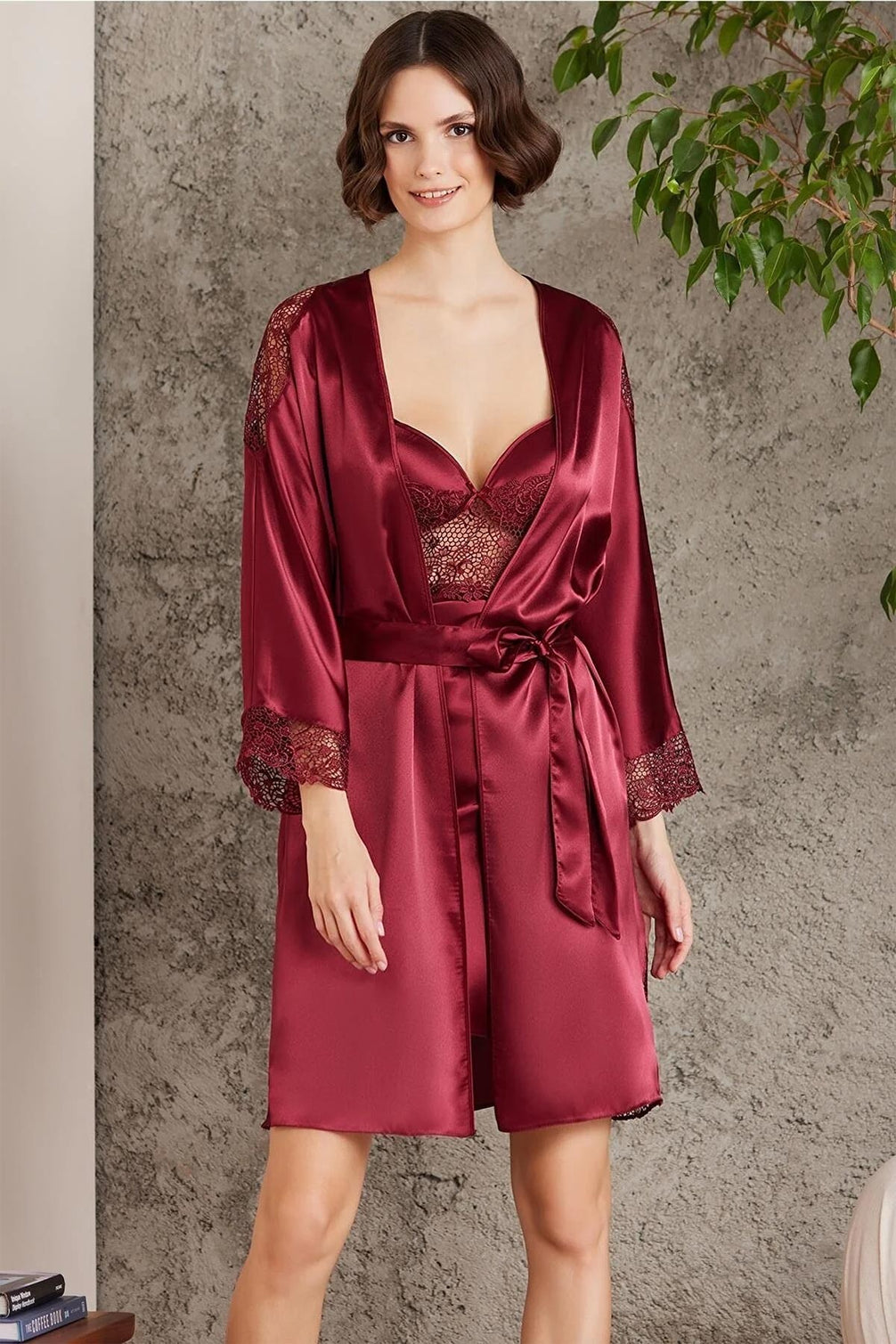 Pierre Cardin Kadın Saten 6'lı Gecelik Sabahlık Takım