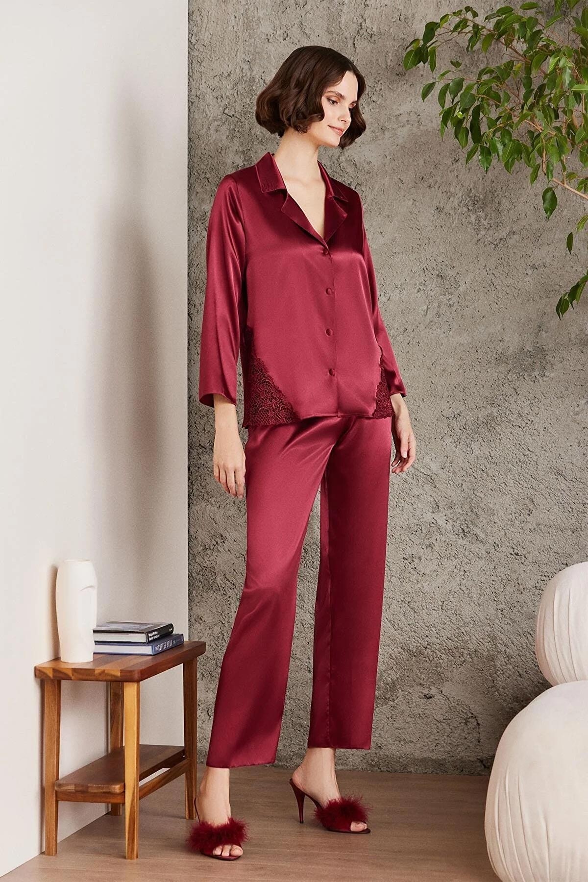 Pierre Cardin Kadın Saten 6'lı Gecelik Sabahlık Takım