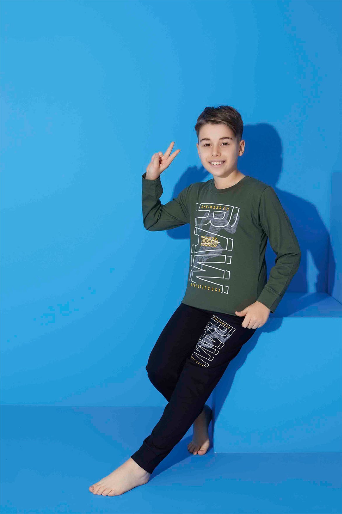 Pijamax Erkek Çocuk Pijama Takımı Uzun Kollu Baskılı Raw