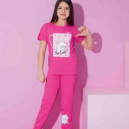 Pijamax Kız Çocuk Pijama Takımı Kısa Kollu Kedi Baskılı