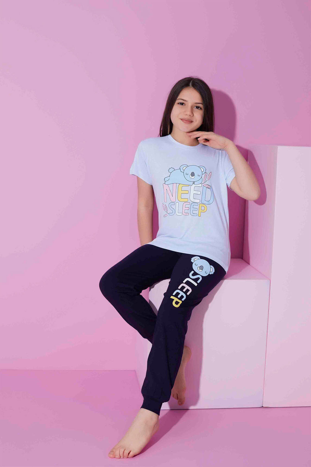 Pijamax Kız Çocuk Pijama Takımı Kısa Kollu Koala Baskılı