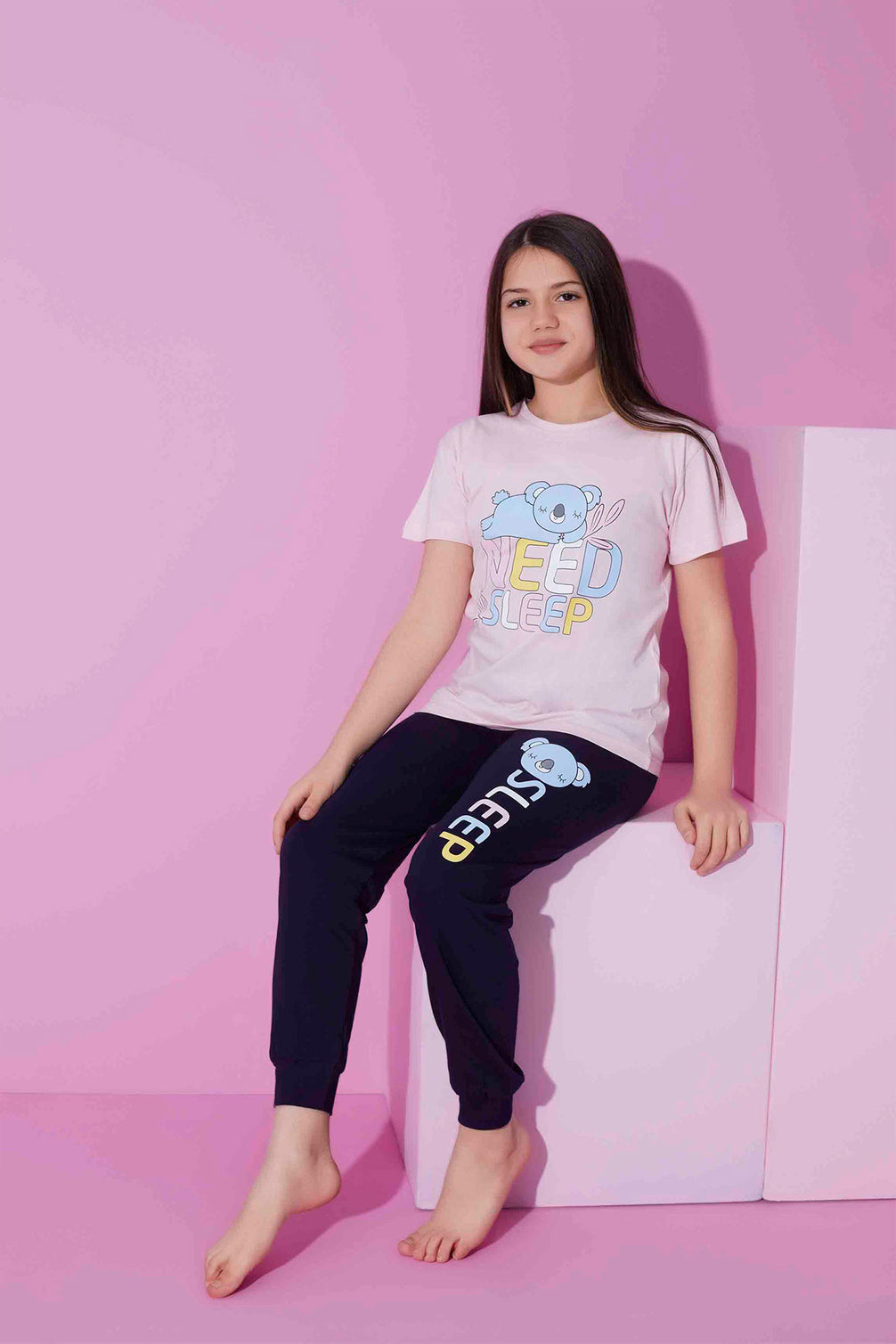 Pijamax Kız Çocuk Pijama Takımı Kısa Kollu Koala Baskılı