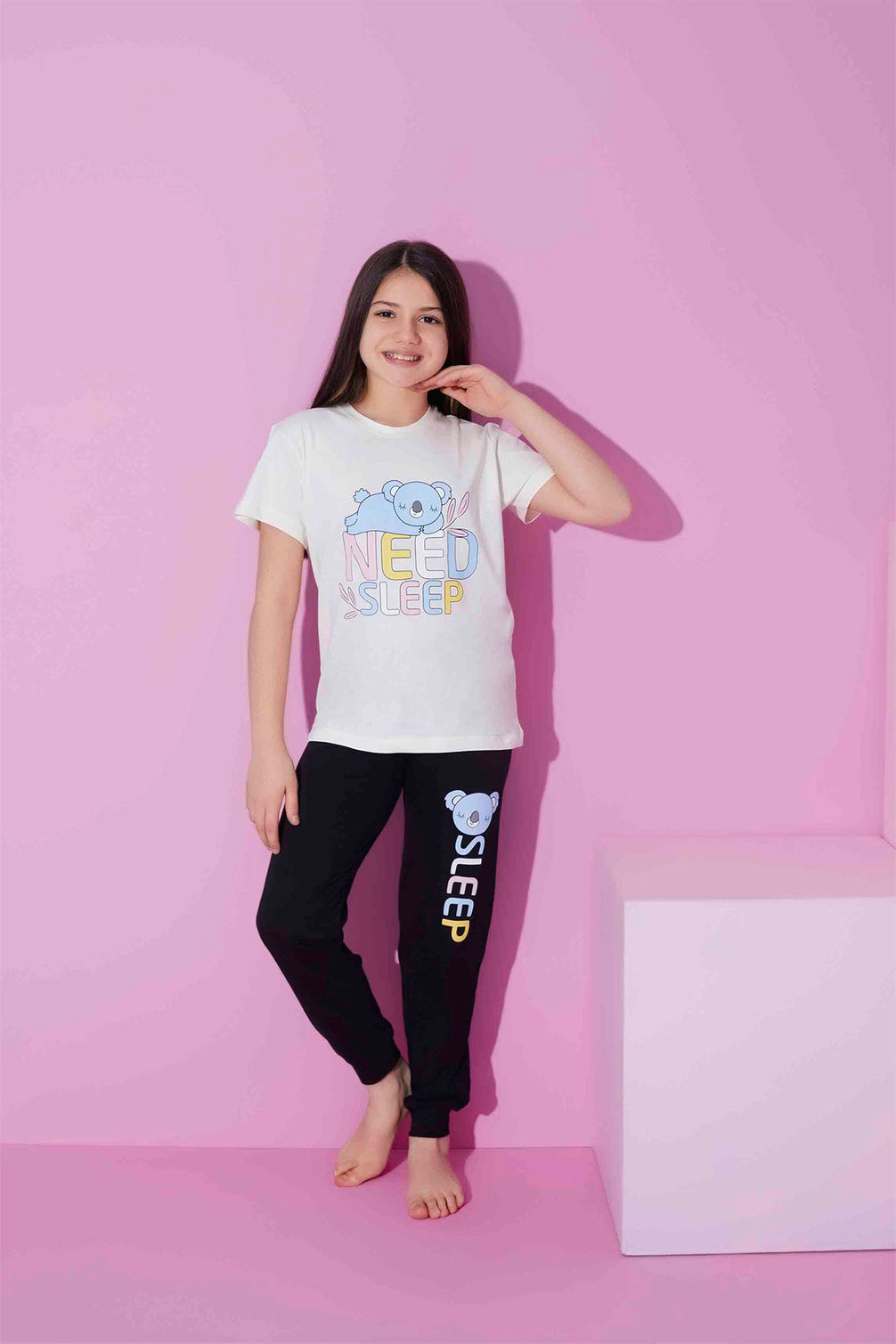 Pijamax Kız Çocuk Pijama Takımı Kısa Kollu Koala Baskılı