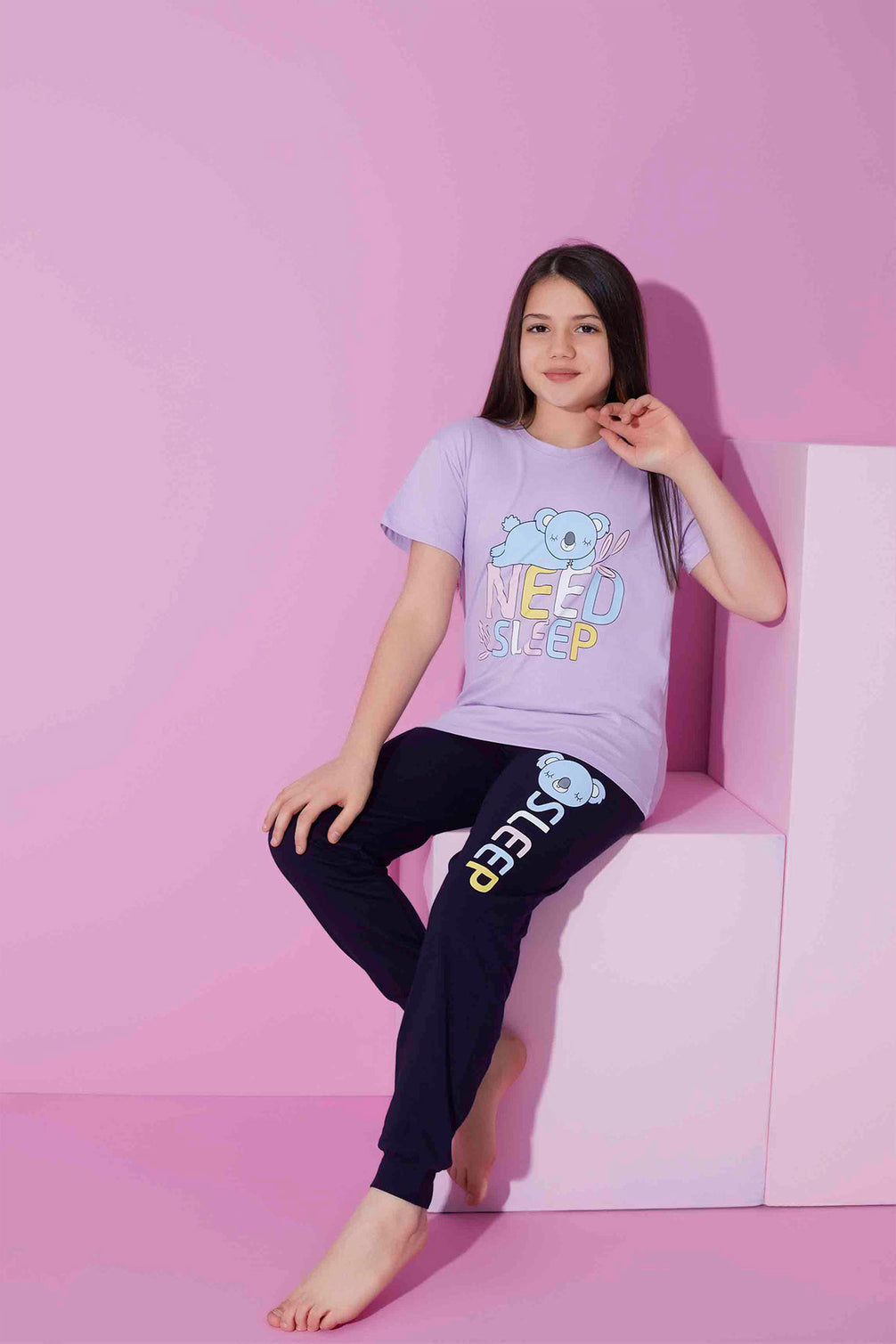 Pijamax Kız Çocuk Pijama Takımı Kısa Kollu Koala Baskılı