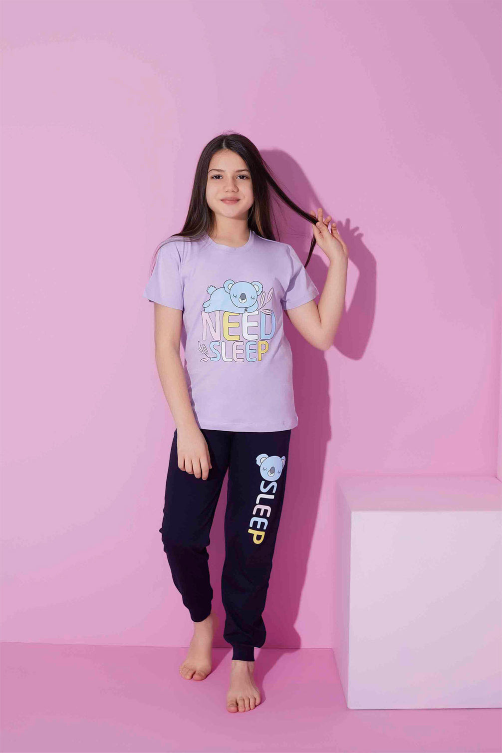 Pijamax Kız Çocuk Pijama Takımı Kısa Kollu Koala Baskılı