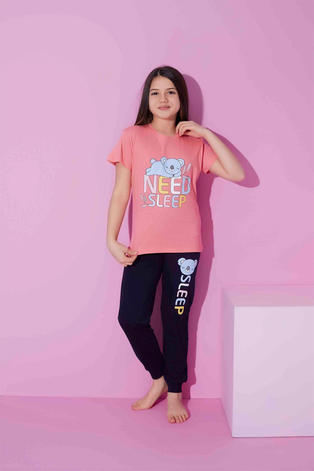 Pijamax Kız Çocuk Pijama Takımı Kısa Kollu Koala Baskılı