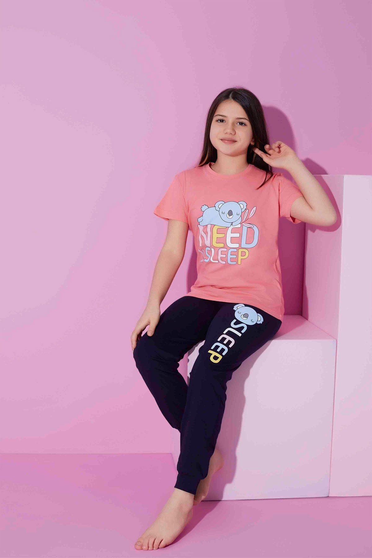 Pijamax Kız Çocuk Pijama Takımı Kısa Kollu Koala Baskılı