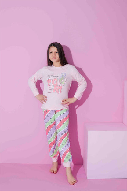 Pijamax Kız Çocuk Pijama Takımı Uzun Kollu Deniz Kızı Baskılı