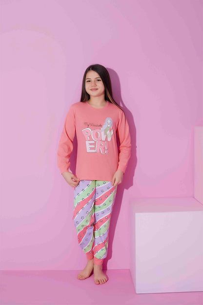 Pijamax Kız Çocuk Pijama Takımı Uzun Kollu Deniz Kızı Baskılı