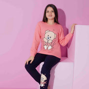 Pijamax Kız Çocuk Pijama Takımı Uzun Kollu Love Ayıcık Baskılı