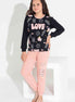 Pijamax Kız Çocuk Pijama Takımı Uzun Kollu Love Baskılı İnterlok