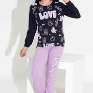 Pijamax Kız Çocuk Pijama Takımı Uzun Kollu Love Baskılı İnterlok
