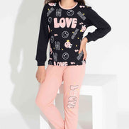 Pijamax Kız Çocuk Pijama Takımı Uzun Kollu Love Baskılı İnterlok