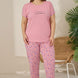 Pijamoni Kadın Büyük Beden Pijama Takımı Kıssa Kollu Çiçek Desenli