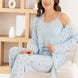Pijamoni Kadın Pijama Sabahlık Takım İp Askılı Milan Yakası Kolları Paçası Dantelli Desenli