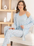 Pijamoni Kadın Pijama Sabahlık Takım İp Askılı Milan Yakası Kolları Paçası Dantelli Desenli