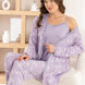 Pijamoni Kadın Pijama Sabahlık Takım İp Askılı Milan Yakası Kolları Paçası Dantelli Desenli