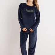 Pijamoni Kadın Pijama Takımı Fransız Kadife Yüksek Baskılı Lamour Yazılı