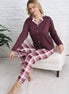 Pijamoni Kadın Pijama Takımı Gömlek Yaka Uzun Kol Milan Ekose Desenli