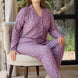 Pijamoni Kadın Pijama Takımı Süet Uzun Kollu Büyük Beden Desenli