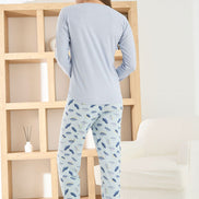 Pijamoni Kadın Pijama Takımı Uzun Kollu Bisiklet Yaka Berlin Raporlu Bulut Desenli