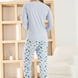 Pijamoni Kadın Pijama Takımı Uzun Kollu Bisiklet Yaka Berlin Raporlu Bulut Desenli