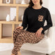 Pijamoni Kadın Pijama Takımı Uzun Kollu Bisiklet Yaka Milan Leopar Desenli