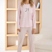 Pijamoni Kadın Pijama Takımı Uzun Kollu Bisiklet Yaka Sofya Desenli