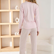 Pijamoni Kadın Pijama Takımı Uzun Kollu Bisiklet Yaka Sofya Desenli