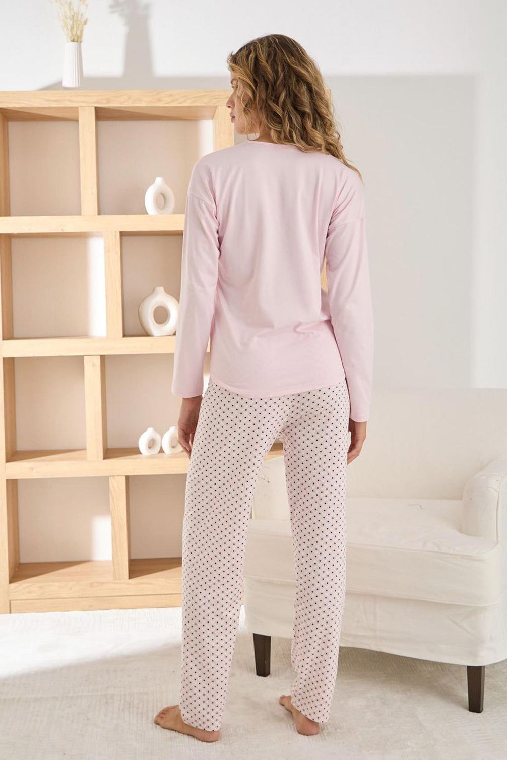 Pijamoni Kadın Pijama Takımı Uzun Kollu Bisiklet Yaka Sofia Joy Yazılı