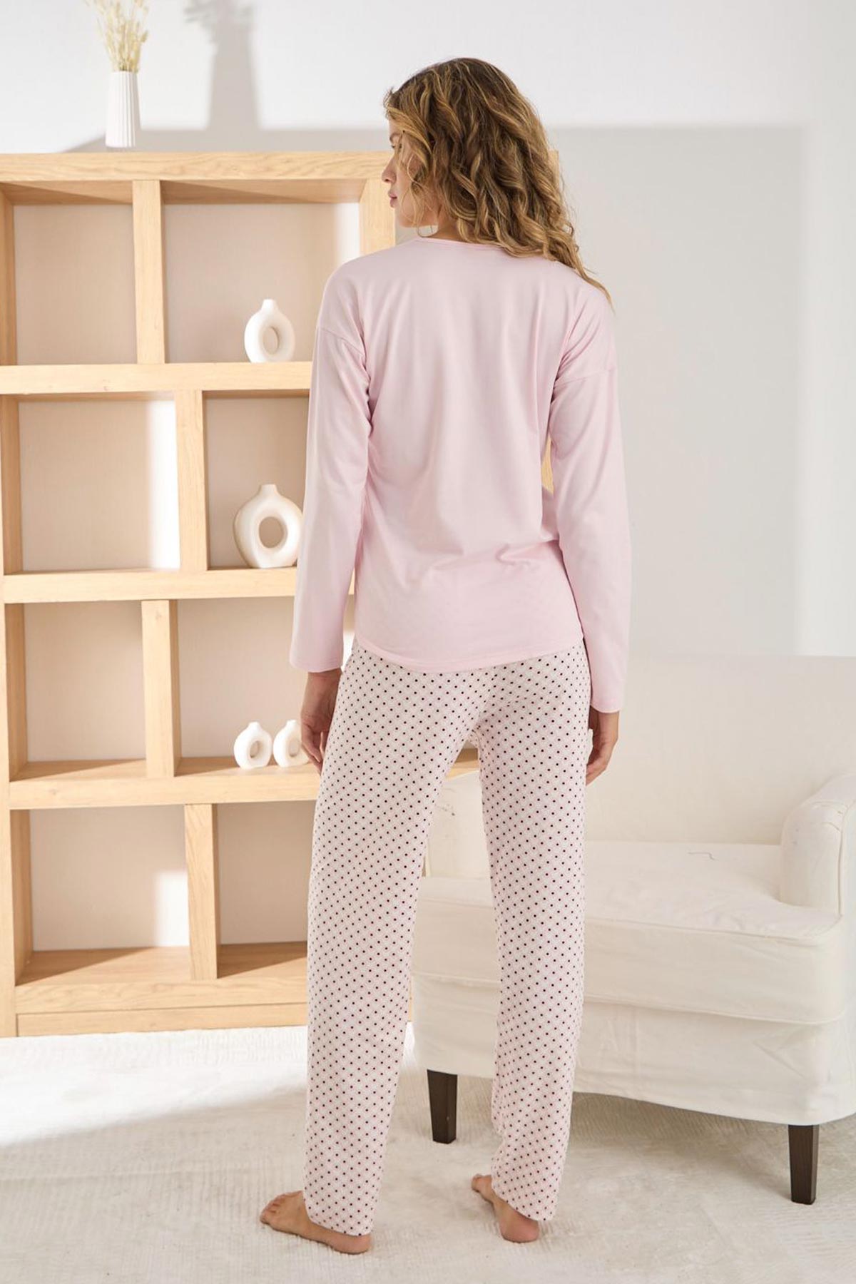 Pijamoni Kadın Pijama Takımı Uzun Kollu Bisiklet Yaka Sofia Joy Yazılı