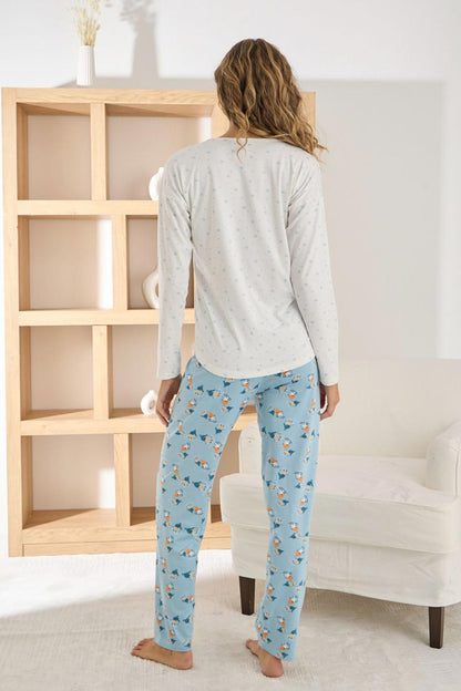 Pijamoni Kadın Pijama Takımı Uzun Kollu Bisiklet Yaka Sofia Winter Time
