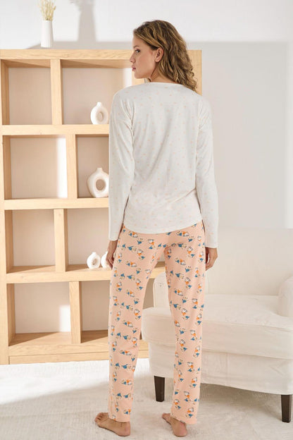Pijamoni Kadın Pijama Takımı Uzun Kollu Bisiklet Yaka Sofia Winter Time