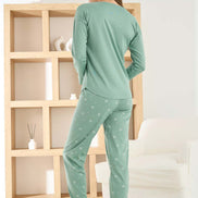 Pijamoni Kadın Pijama Takımı Uzun Kollu Bisiklet Yaka Termosoft Manşetli Paça