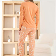 Pijamoni Kadın Pijama Takımı Uzun Kollu Bisiklet Yaka Termosoft Manşetli Paça