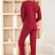 Pijamoni Kadın Pijama Takımı Uzun Kollu Bisiklet Yaka Waffle Kumaş Desenli