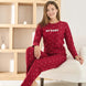 Pijamoni Kadın Pijama Takımı Uzun Kollu Bisiklet Yaka Waffle Kumaş Desenli