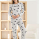 Pijamoni Kadın Pijama Takımı Uzun Kollu Bisiklet Yaka Waffle Kumaş Kalpli